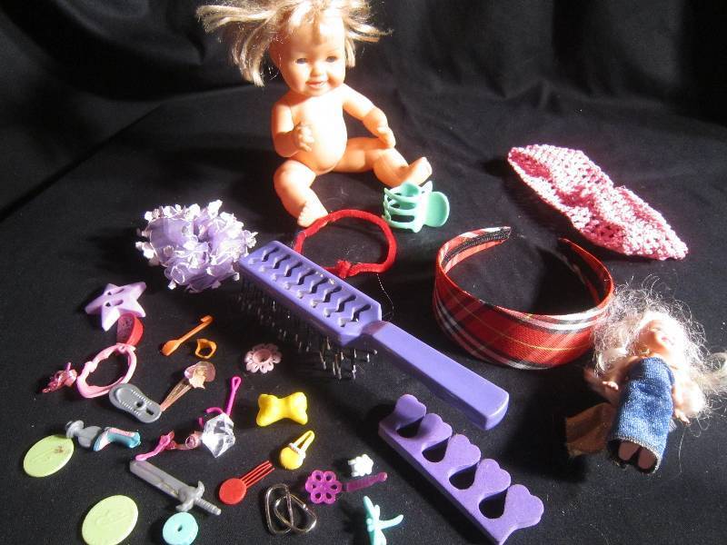 LOT - Barbie Pieces, Doll, Headbands, ETC