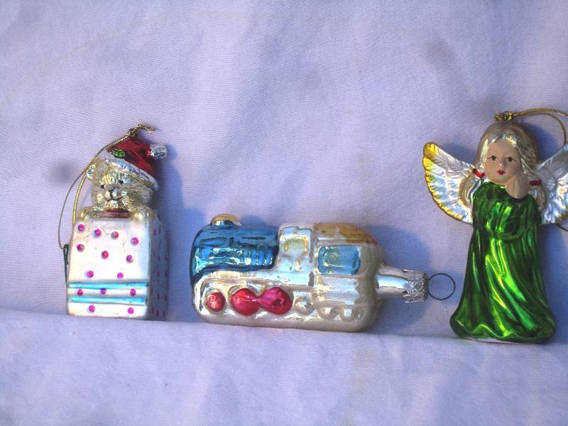 New Christmas Ornaments - 2 Ceramic and 1 Blown Glass