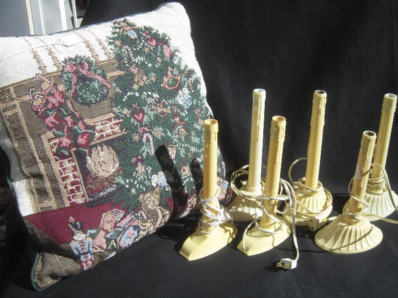Vintage Candle Lights and Christmas Pillow