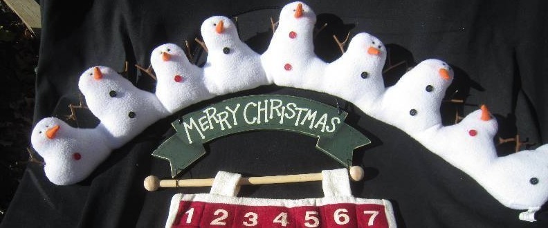Snowman Door Draft Stopper & Santa Count Down Wall Hanging