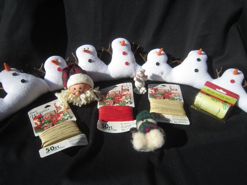Snowman Door Draft Stopper, Santa Ornament & Wraphia