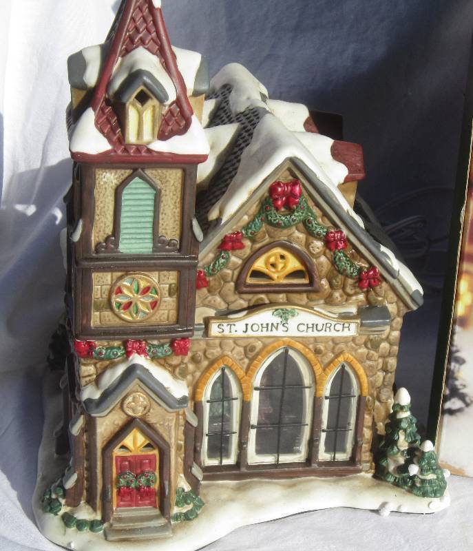 Collectible Christmas Lighted House - Village Square - St. Johns Church