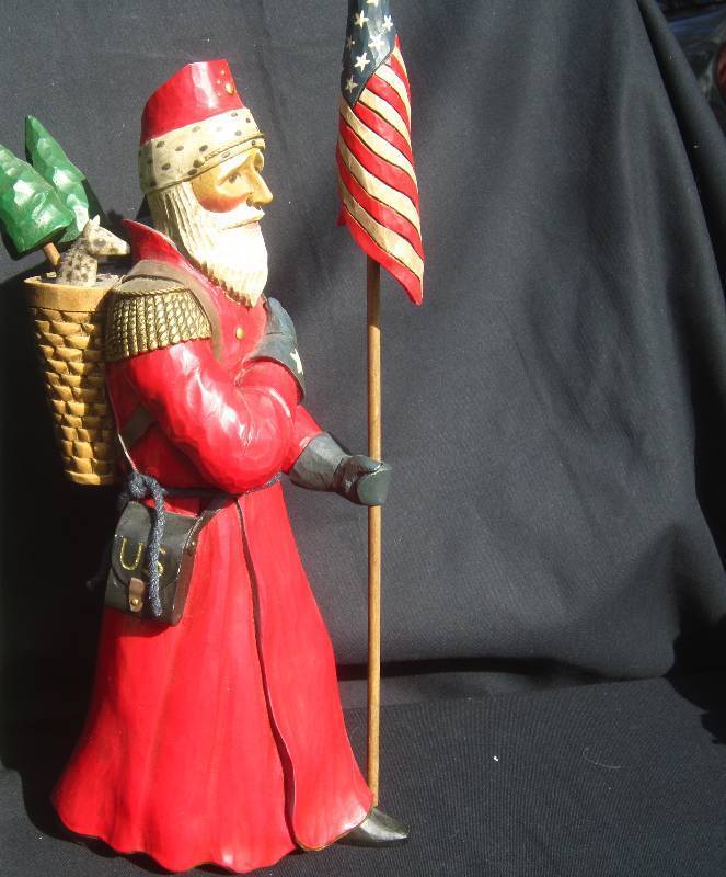 Leo Smith Folk Art Stars and Stripes Santa