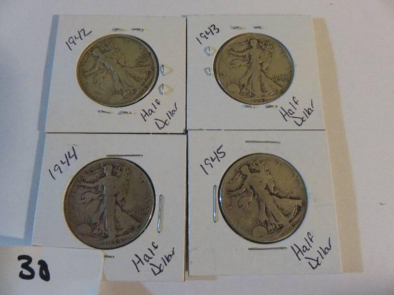 Lot of 4 United States Half Dollars