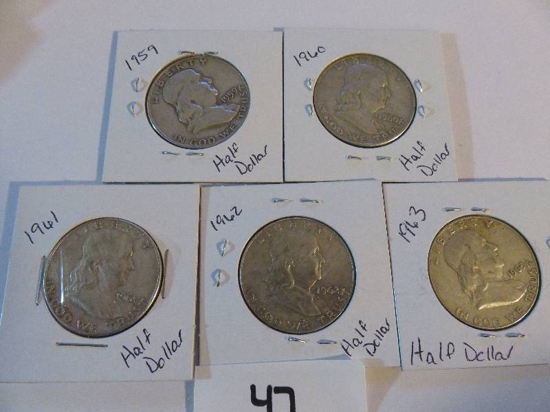 Lot of 5 Half Dollars