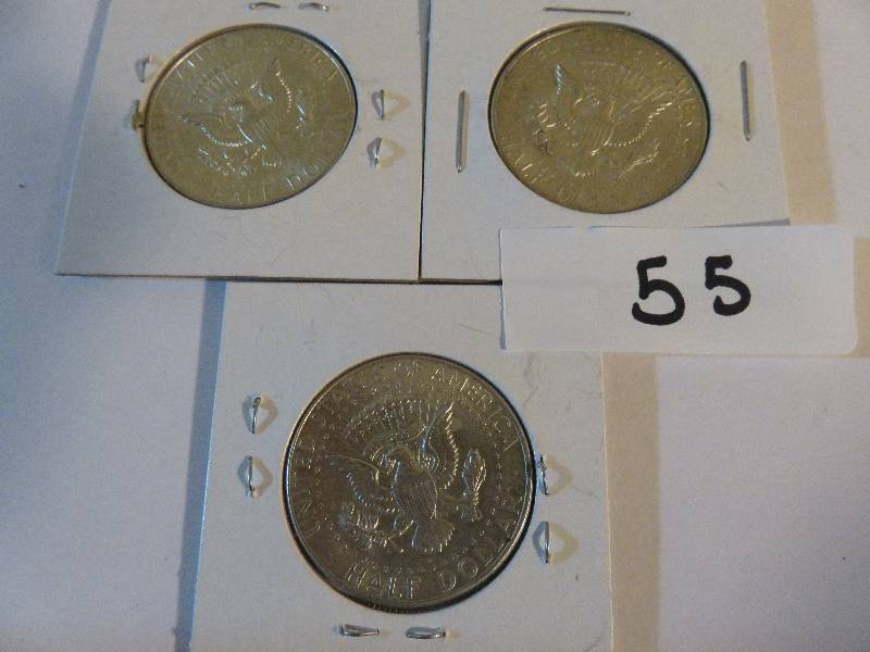 Lot of 3 Half Dollars, 1964
