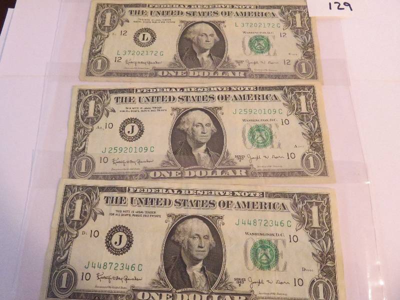 1 Dollar Bills (Lot of 5), 1963 B