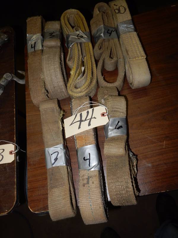 lot 44 image: 8 Tow Belts.. Length in Feet is noted on each belt