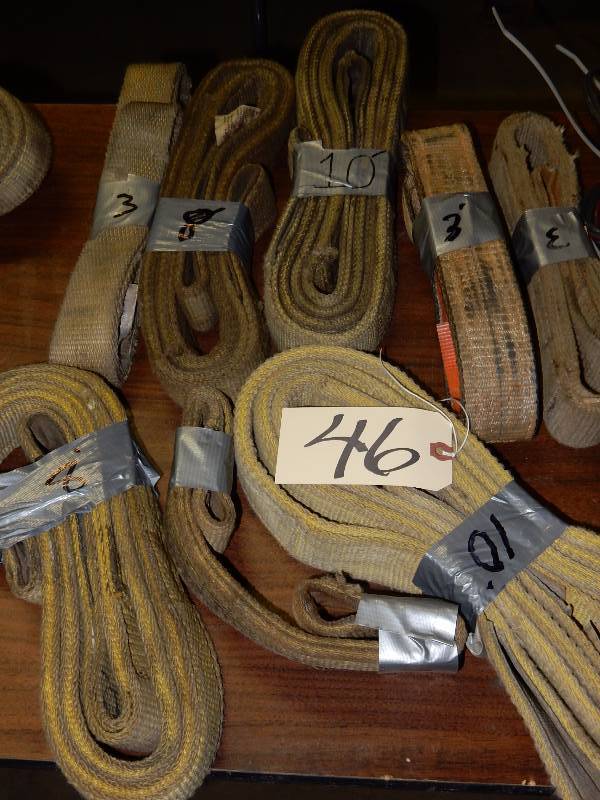 lot 46 image: 8 Tow Belts.. Length in Feet is noted on each belt