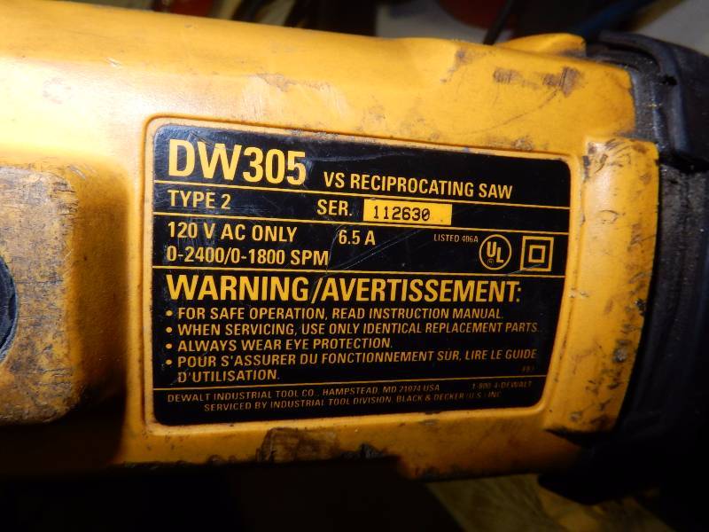 lot 63 image: Dewalt, DW305 Reciprocating Saw