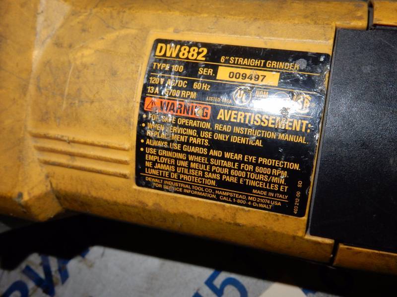 lot 112 image: Dewalt, DW882 6 in straight Grinder