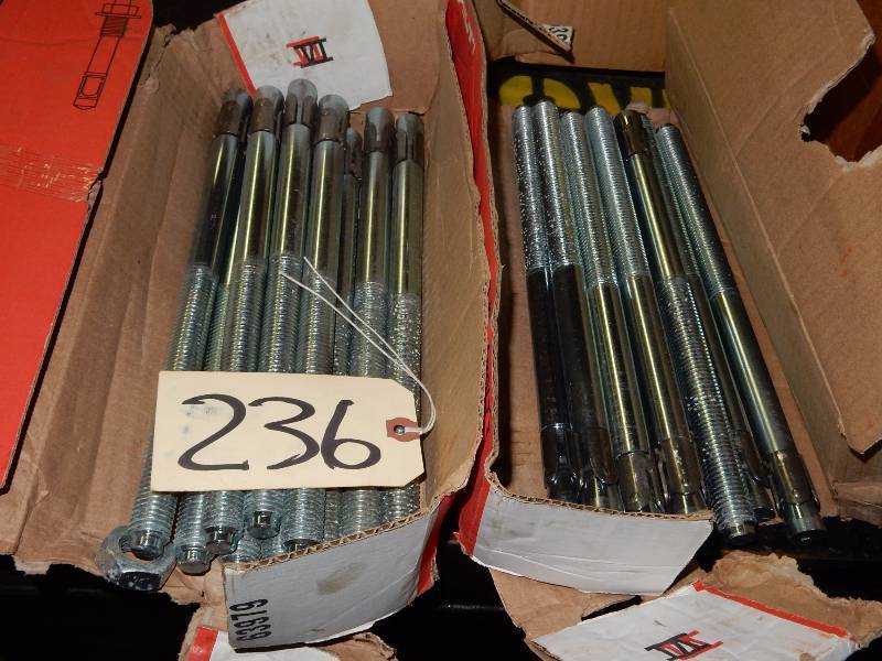 lot 236 image: 2 boxes of 34in Diameter Drill bolts.. 10 per box