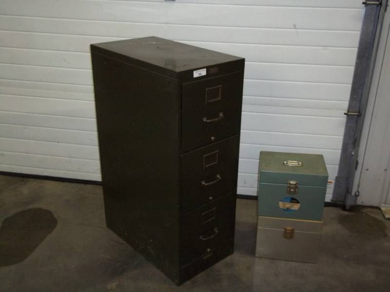 3 drawer Berger file cabinet with 2 portable file cabinets