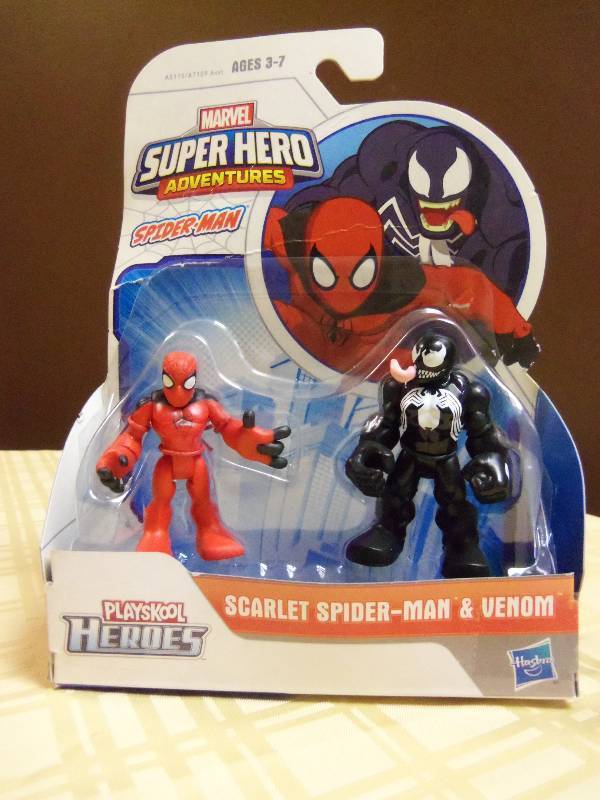 lot 20 image: Playskool Heroes Marvel Super Hero Adventures Scarlet Spider-Man and Venom Figures