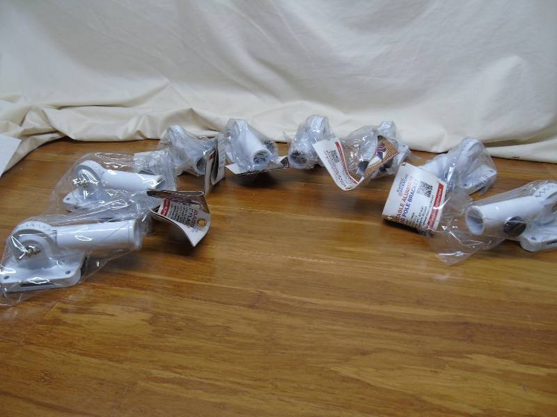 lot 30 image: Adjustable aluminum 1 Flag Pole Brackets (8 sold together as one item)