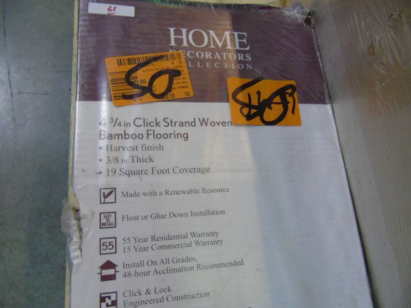 lot 61 image: Strand Woven Harvest 38 in.Thick x 4-34 in.Wide x 36 in. Length Click Lock Bamboo Flooring (19 sq. ft.  case)