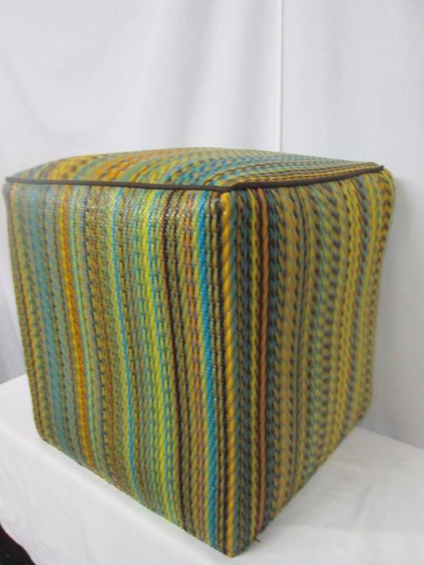 Fab Habitat Cancun Pouf - Lemon & Apple Green