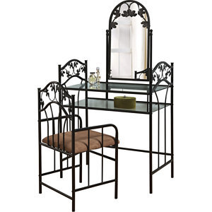 Black Vanity Set with Mirror