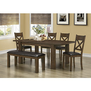 Monarch Specialties WalnutDark Brown Leather-Look Bench