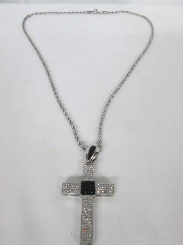 Stainless Steel Crystal Cross Pendant & Ring Set