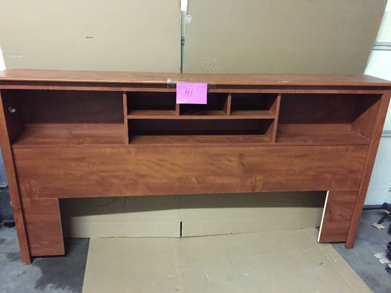 lot 41 image: Cherry King Bookshelf Headboard damage on corner