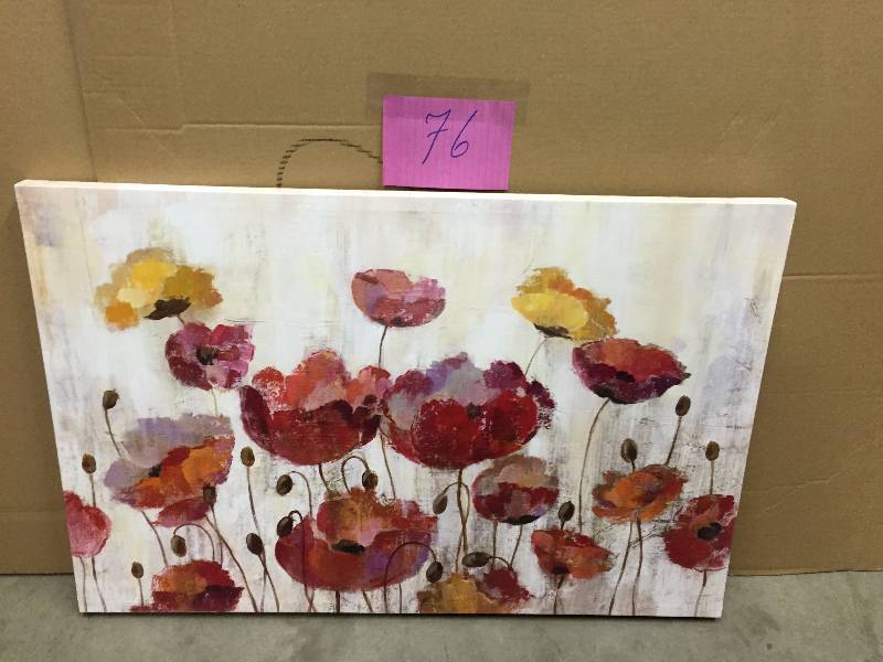 lot 76 image: Poppies in the Rain Canvas Wall Art