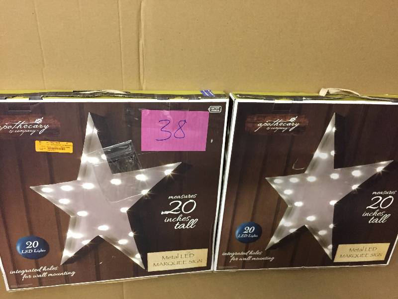 lot 38 image: Lot of 2 LED lighted Star Signs