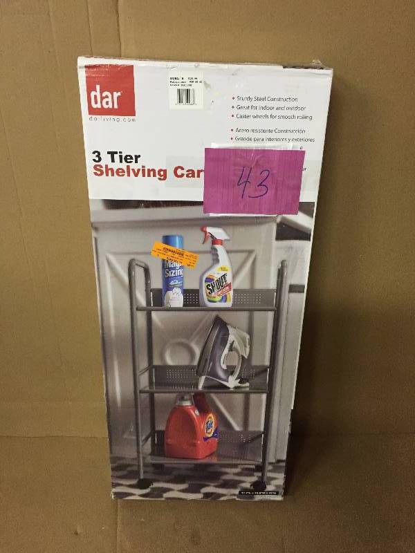 lot 43 image: dar 3 TierShelving Cart