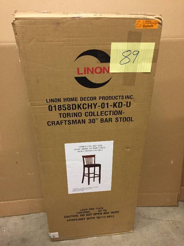 lot 89 image: Linon Torino Collection Craftsman Bar Stool 30