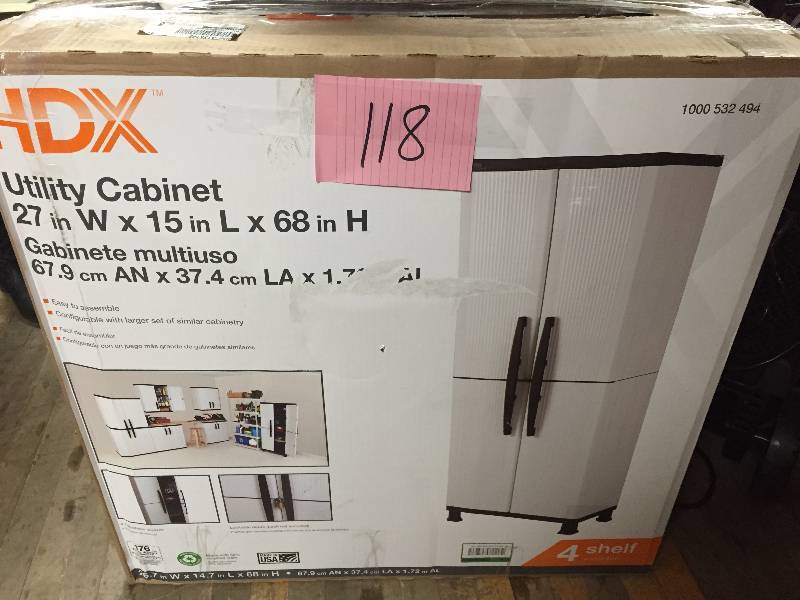 lot 118 image: Utility Cabinet 27 in W x 15 in L x 68 in H