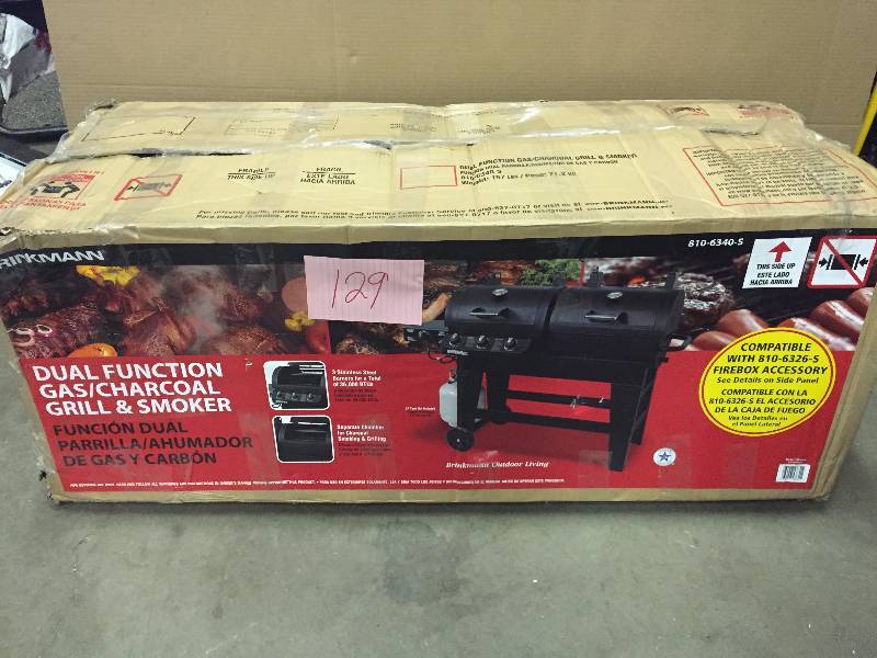 lot 129 image: Brinkmann Dual Function GasCharcoal Grill Smoker