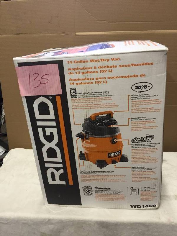 lot 135 image: Ridgid WD1450 WetDry Vacuum