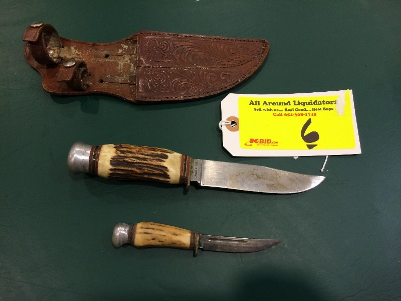 Vintage Elk Bone Hunting  skinning and gutting knives