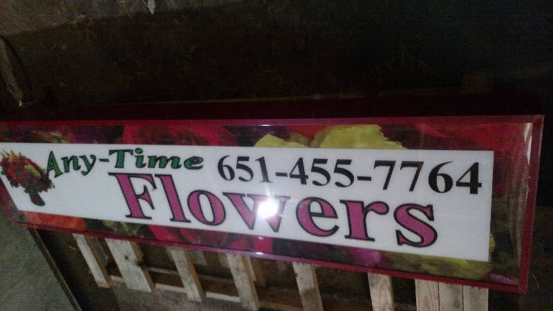 lot 6 image: Anytime Flowers Sign, 8 12 X 25...