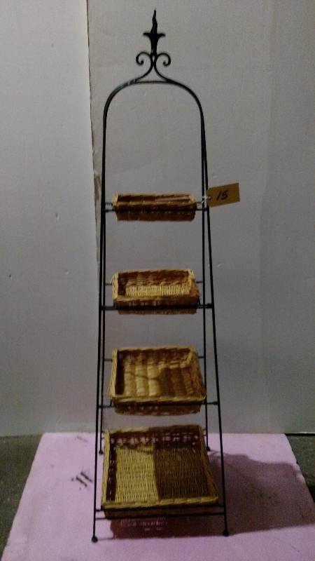 lot 15 image: 4-Tier Basket Display Rack, 6 High...