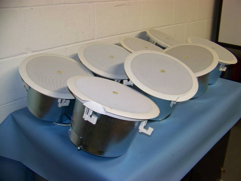 lot 69 image: (8) Atlas Sound, In-Ceiling  Ceiling, 6, Recessed Speakers  Loudspeakers