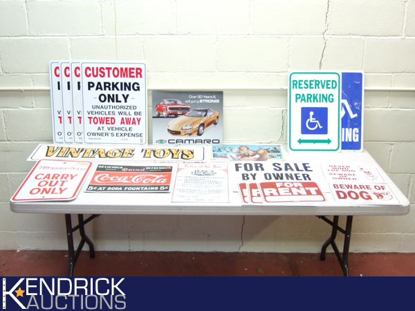 Lot of Various Metal and Wood Sinage