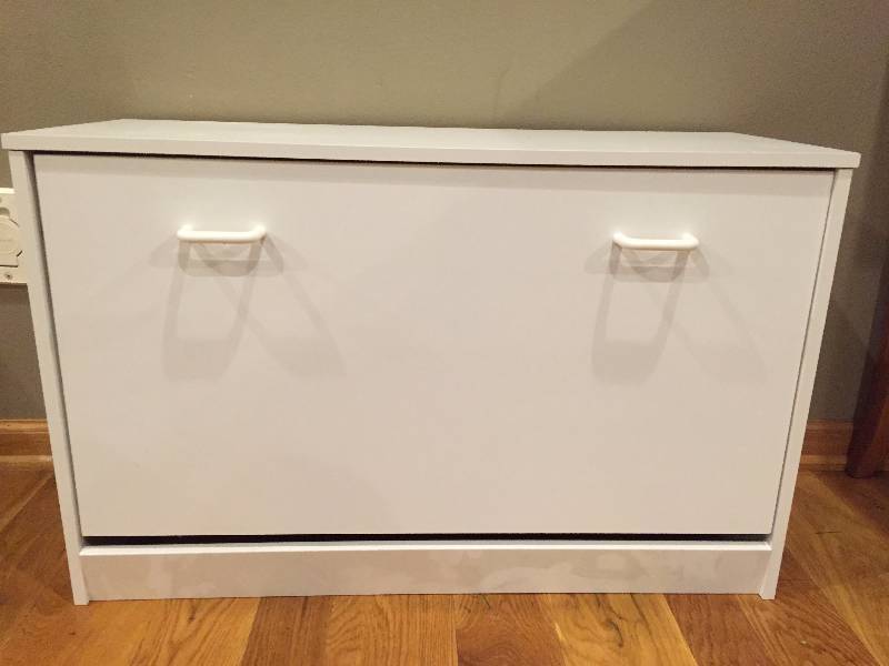 Wood Shoe Rack with Fold Up Front Drawer