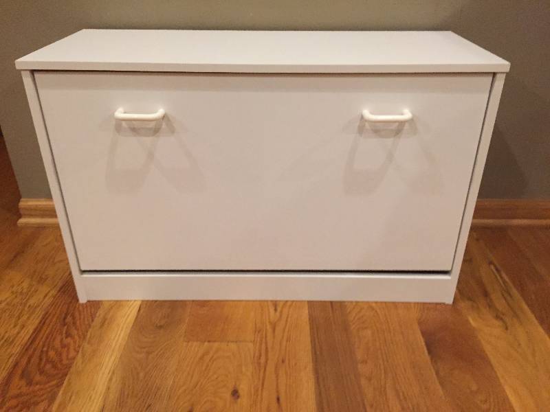 Wood Shoe Rack with Fold Up Front Drawer