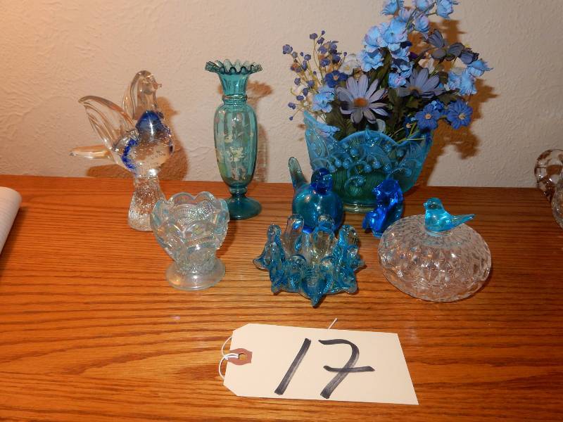Blue Glass Decorative items as pictured