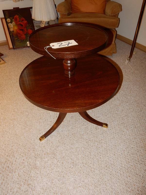 2 Tier Occasional Table.. 24in and 16in diameter.. Brass Claw foot legs