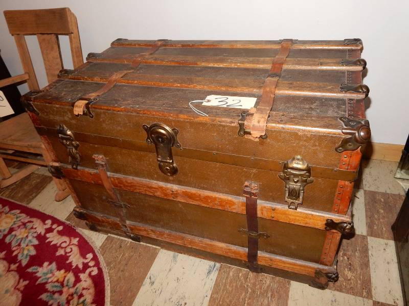 Old Steamer Trunk.  34in w x 19 in x 24 in h.