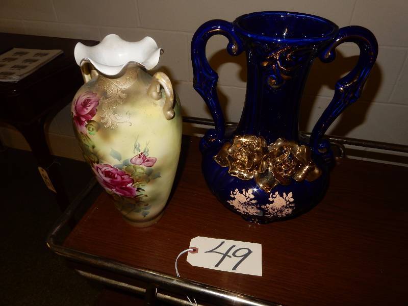 2 Nice Vases.. 1, 12in  1, 13in.. Blue.. Made in Italy.. Imported by ARTMARK.