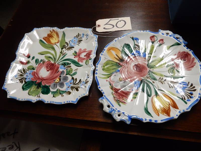 2 nice serving plates with Floral Design. Made in Italy.. No.s  1391 and A1001.. Not sure of the maker