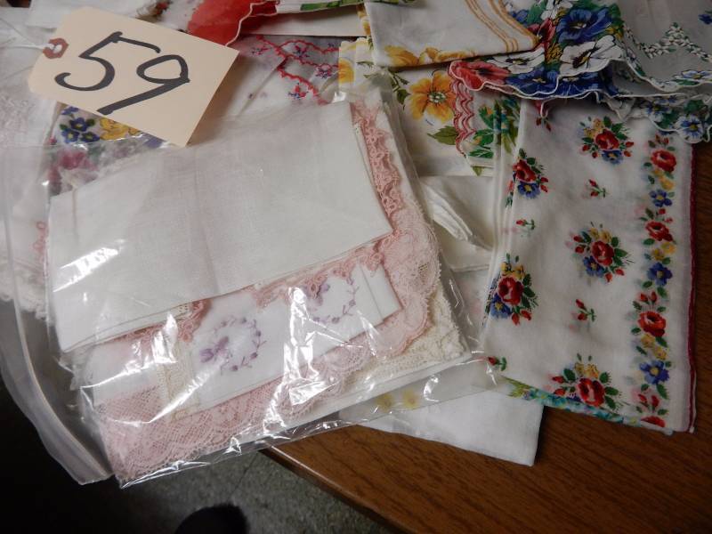 Large lot of Misc. Hankies and box.. 1 SILK set from WWI..