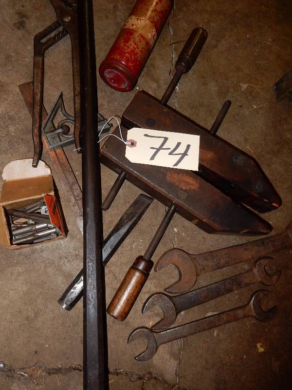 Misc. tools as pictured.. Includes a long pry bar.. See close-ups