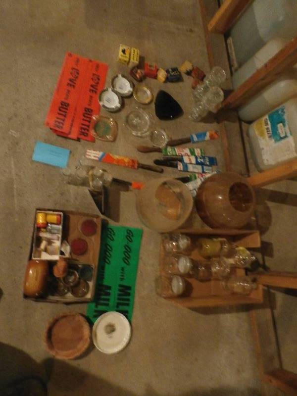 Knives,glass jars,ash trays,candle holders,etc.