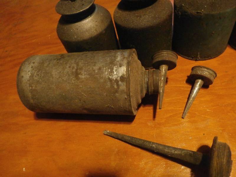 old oil cans.