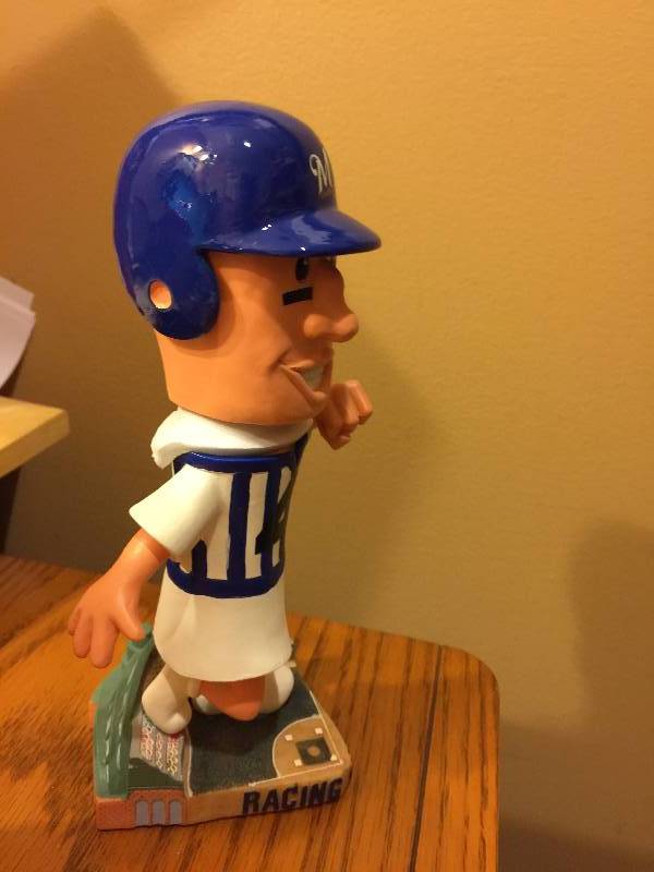 lot 35 image: Mascot Bobblehead, Racing Hot Dog, Forever Collectibles, MLB, Milwaukee Brewers