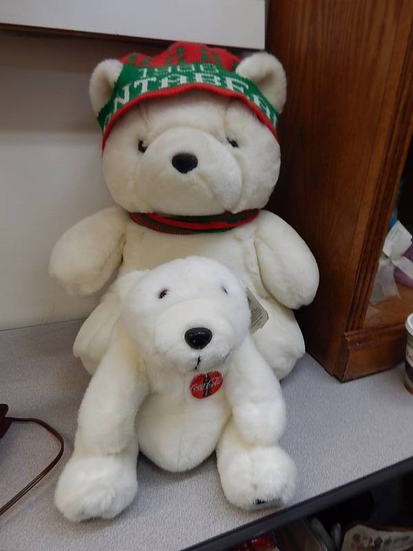 lot 288 image: 1986 Santa Bear and New with tags Coca Cola Polar Bear